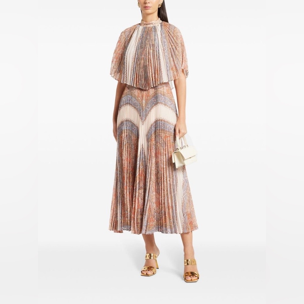 NWT Zimmermann lillustration sunray pleated midi dress Paisley Haze